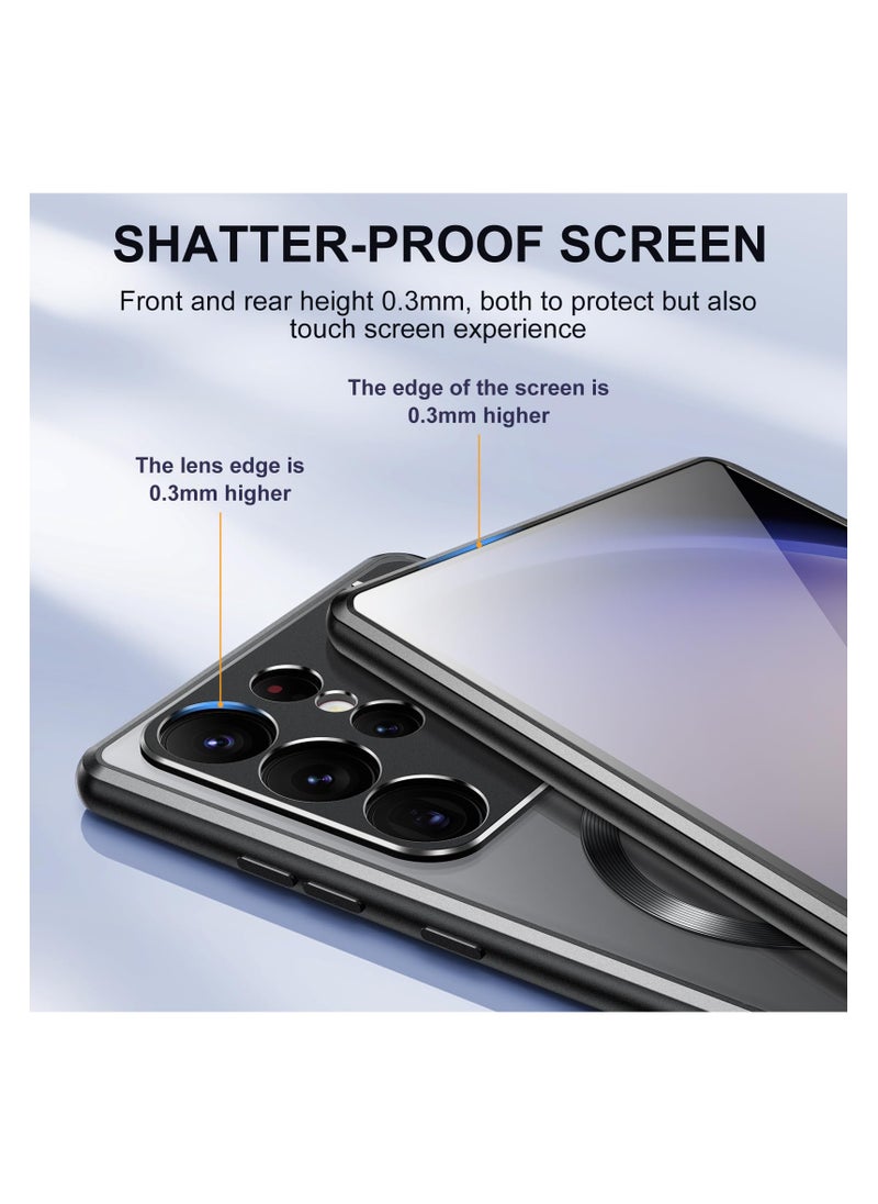 Aookay - Metal Magnetic for Samsung Galaxy S24 Ultra Case,Compatible with Magsafe, Wireless Charging,Metal Bumper Frame,Metal Kickstand,Upgrade Aromatherapy (Black)Note: Not built with front screen protector - Image 1