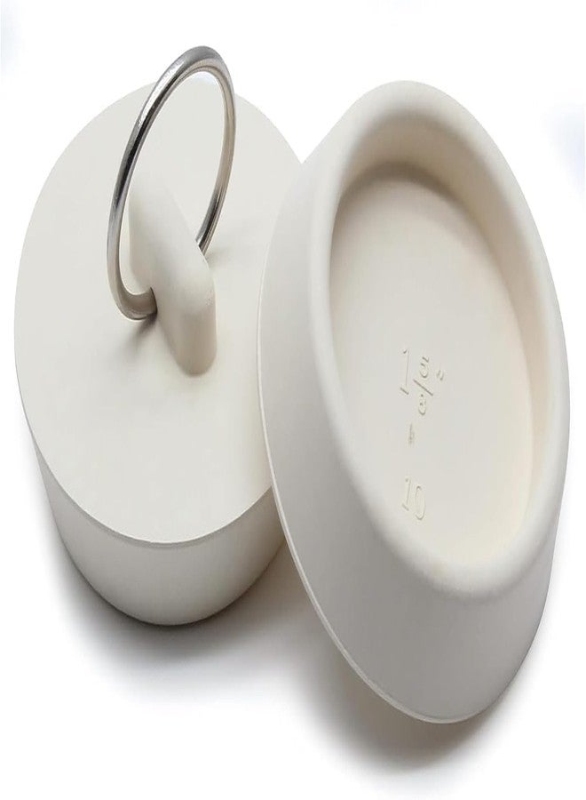 Tnyvm 2 Pcs White Rubber Drain Stopper Fits 1-5/8 Inch to 1-3/4 Inch, Bathtub Drain Plug with Hanging Ring, Bathtub Stopper Plug for Kitchen and Bathroom, Bathtub Accessories - Image 1