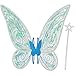 quescu Fairy Wings for AdultsButterfly Wings for GirlsAngel WingsFairy Costume for Women Halloween Dress Up Party Favor Blue - Image 3