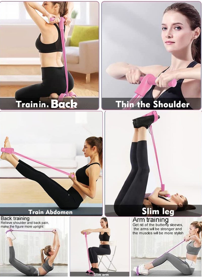 QUTOOB Elastic Pull Rope, Sit Up Training Rope, Yoga Tension Rope with Handle For Abdominal Exercise Slimming Training Streching Etc, Fitness Resistance Bands Pedal Exerciser For Fitness Training and Workout  - Image 2