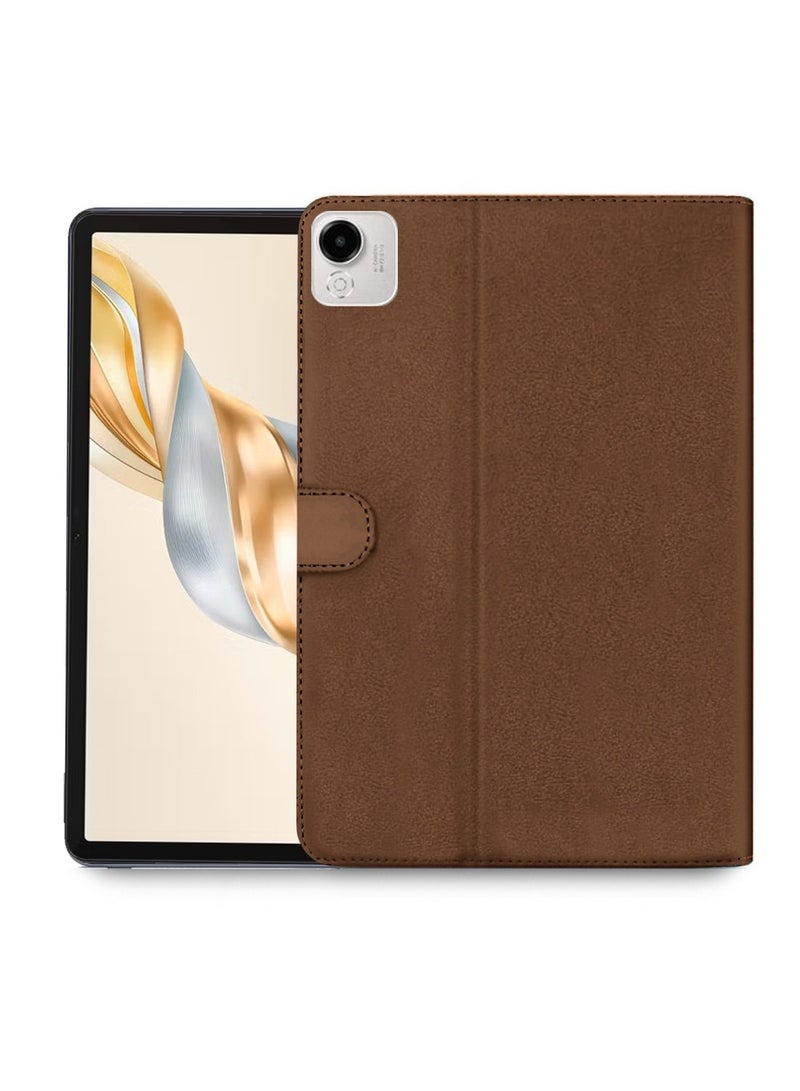 OMAKER حافظة ذكية قابلة للطي من الجلد عالي الجودة تغطي بالكامل مع قاعدة مغناطيسية لجهاز Honor Pad X9a 11.5 بوصة 2025 - بني - Image 2