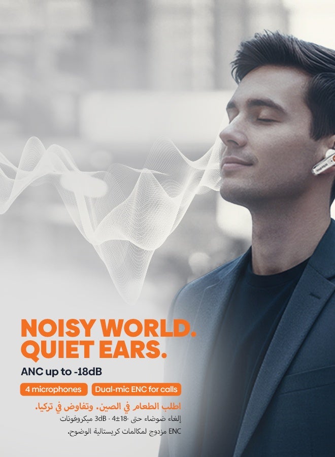 Faster Futura AI-200 Wireless AI Earbuds, Real-Time Translation, Bluetooth 6.0, 42H Playtime, 4 Mic ANC+ENC, 2 Mic TWS, AI Voice Assistant, 100+ Language Translator, 3EQ, 48ms Low Latency (White) - Image 5