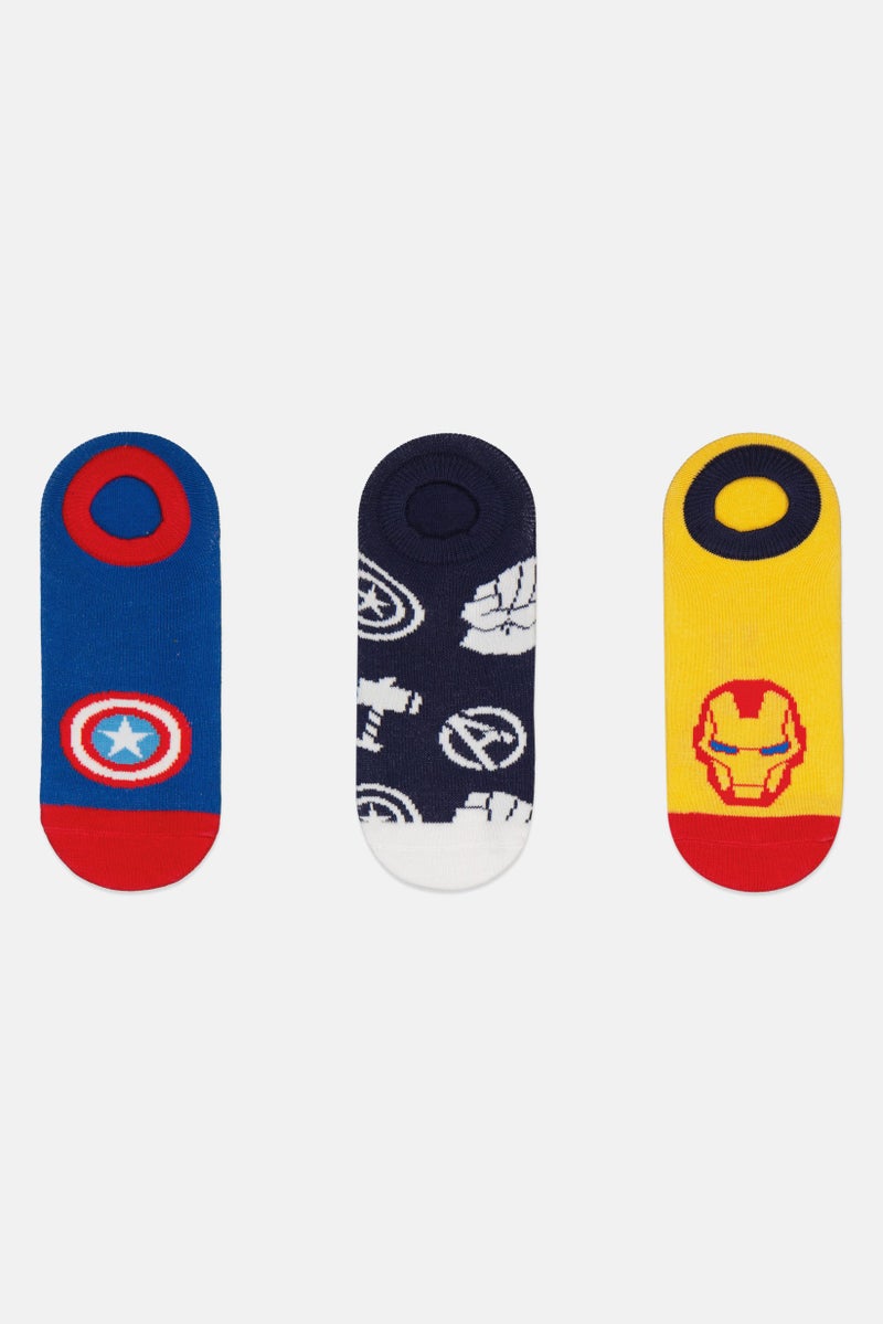 MARVEL Kids Boy 3 Pairs Avengers Socks, Multicolor - Image 1