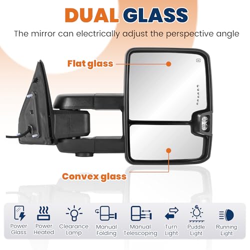 KUIPERAUTO Pair Black Power Heated Towing Mirrors Compatible for 2009-2018 Dodge Ram 1500 ( 19-24 Classic Only)/ 2010-2018 2500 3500 Smoke Lens DRL - Image 2