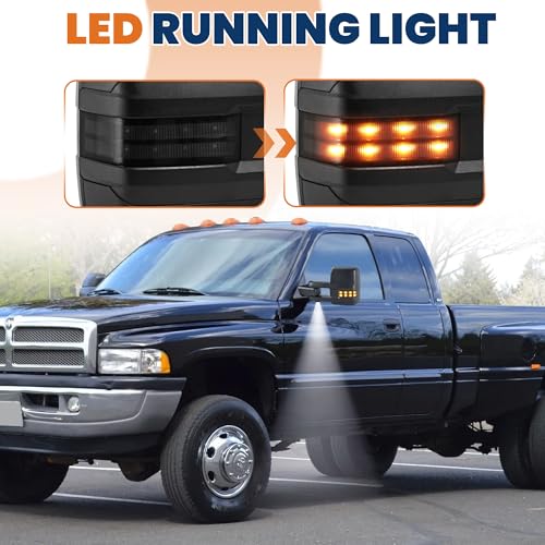 KUIPERAUTO Pair Black Power Heated Towing Mirrors Compatible for 2009-2018 Dodge Ram 1500 ( 19-24 Classic Only)/ 2010-2018 2500 3500 Smoke Lens DRL - Image 4