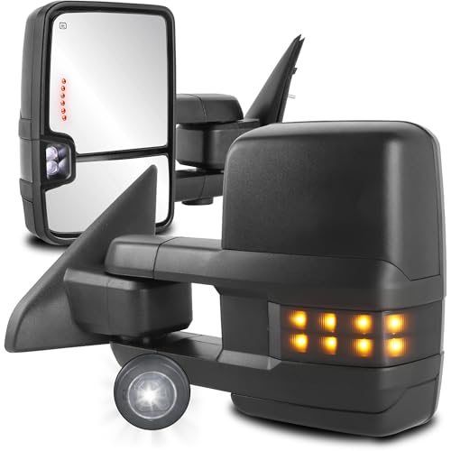 KUIPERAUTO Pair Black Power Heated Towing Mirrors Compatible for 2009-2018 Dodge Ram 1500 ( 19-24 Classic Only)/ 2010-2018 2500 3500 Smoke Lens DRL - Image 1