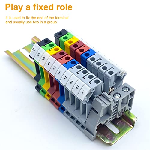 Erayco E/UK DIN Rail Terminal Blocks End Stopper Bracket, End Stopper DIN Rail End Screw Clamp Terminal Fixing Block (Pack of 20) - Image 4