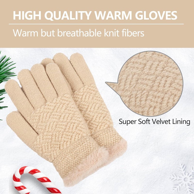 FENELY 2 Pairs Kid Winter Knit Gloves Stretchy Warm Gloves Gift for Boy Girl - Image 2
