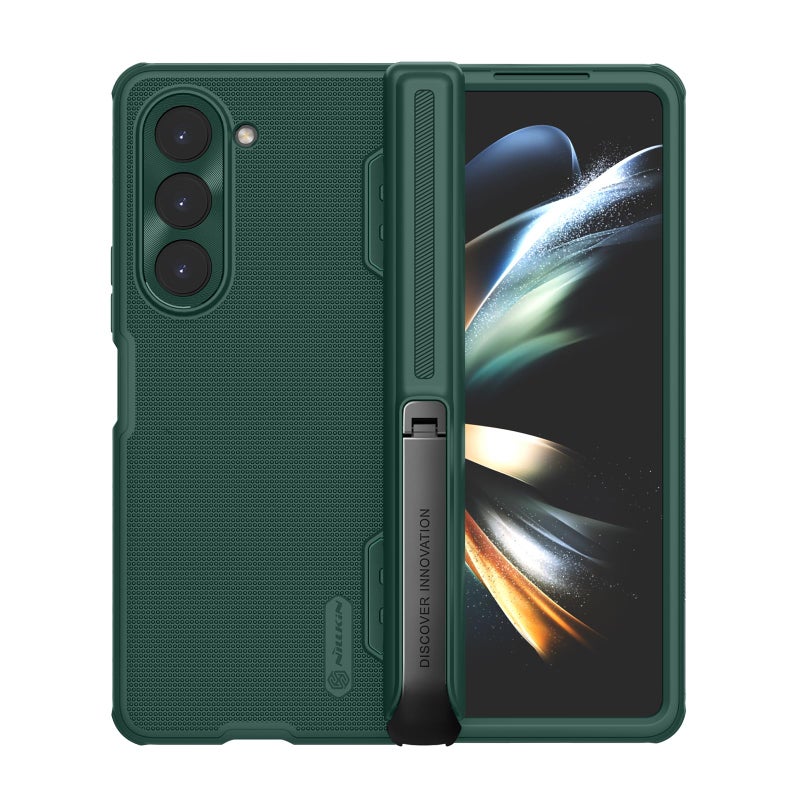 Nillkin Super Frosted Shield FoldBracket Version With Stand Series Cover Case Designed For Samsung Galaxy Z Fold 5W24  Deep Green