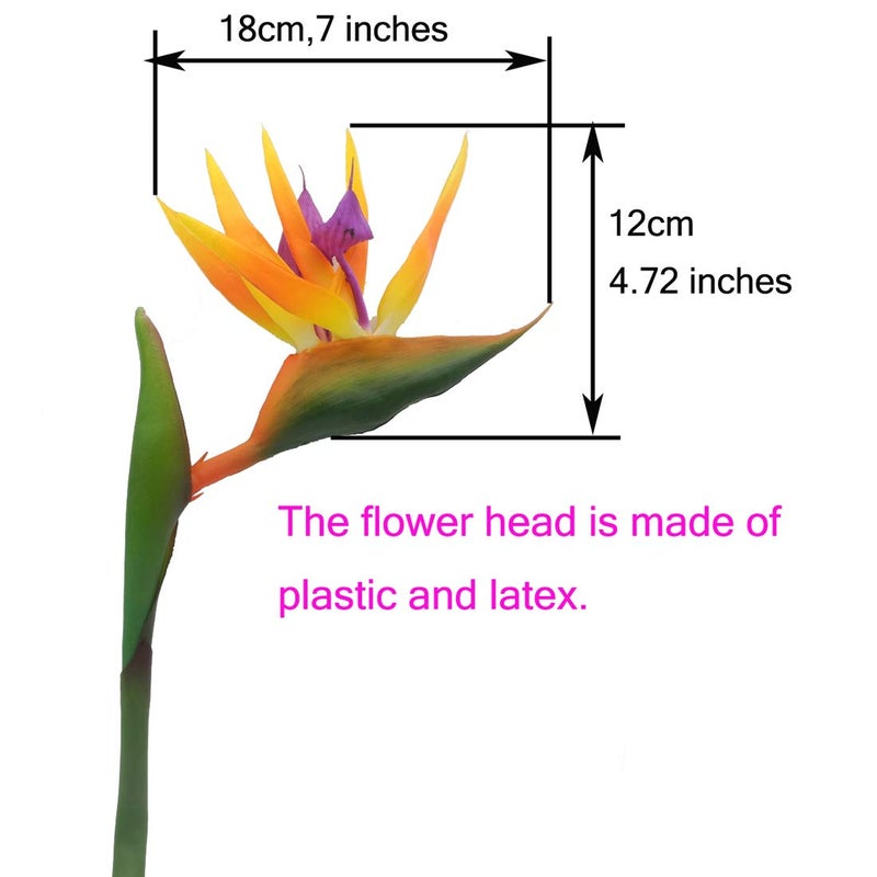 Calcifer 32'' Real Touch Bird of Paradise Artificial Flowers Bouquet for Home Garden Decoration/Wedding Party Decor Orange (Package Quantity: 5 Stems) - Image 3