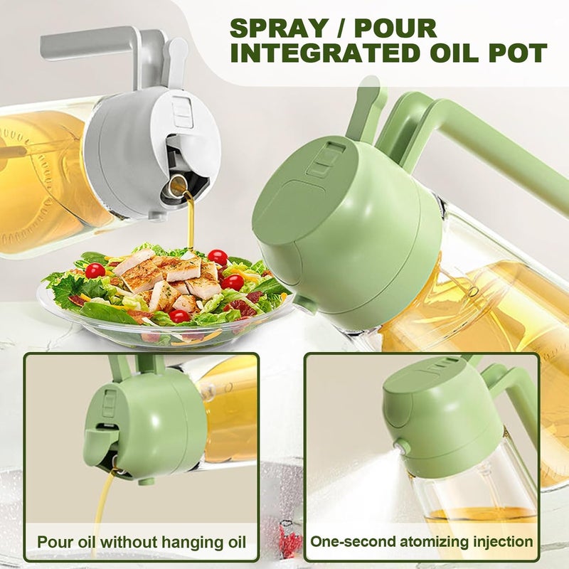 Showvigor 2 in 1 Oil Spray and Container, 470ml/16oz Glass Olive Oil Spray Bottle for Air Fryer, Baking, Grilling (Green) - Image 3