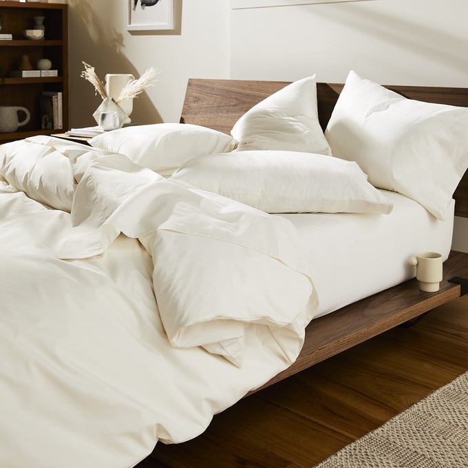 LUXURY PERCALE SHEET SET 4 PIECE 100 COTTON BED SHEETS 1 FITTED 1 FLAT SHEET 2 PILLOWCASES COTTON PERCALE SHEETS FOR HOT SLEEPERS KING SIZE CREAM