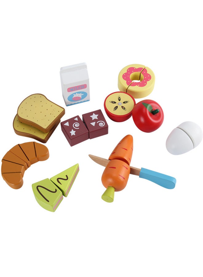 Wooden Children Kitchen Toy Fruit Vegetable Cutter Sensory Development Educational Tool Boys Girls-Color:YLB-cut Fruit To See A - Image 5
