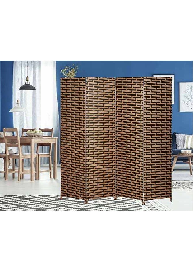 Generic Galaxy Design Room Divider/Partition 4 Panel Color Brown Size (L x W x H) 200 x 4 x 180 cm Model (PF-4).  - Image 2
