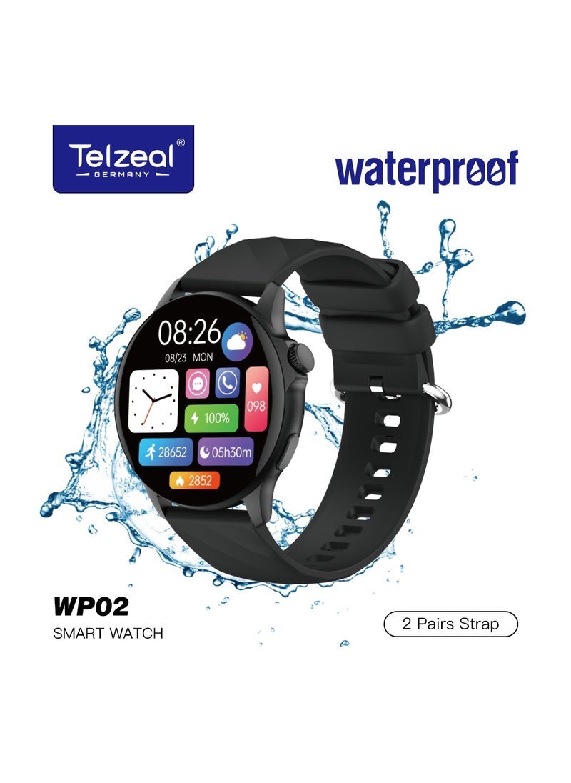 Telzeal WP02 Waterproof Smartwatch – Advanced Fitness & Health Tracker with Real-Time Notifications, Heart Rate Monitoring, Sleep Tracking & Long Battery Life – Durable Smartwatch for Active Lifestyles  - Image 1