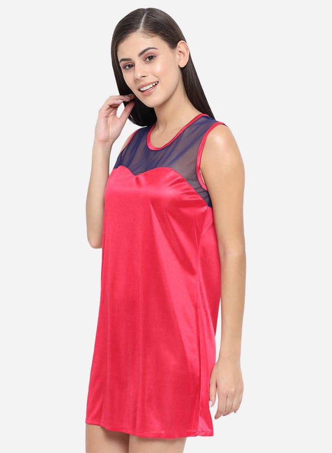 Take Two Solid Illusion Neckline Satin Babydoll By KLAMOTTEN - Image 5