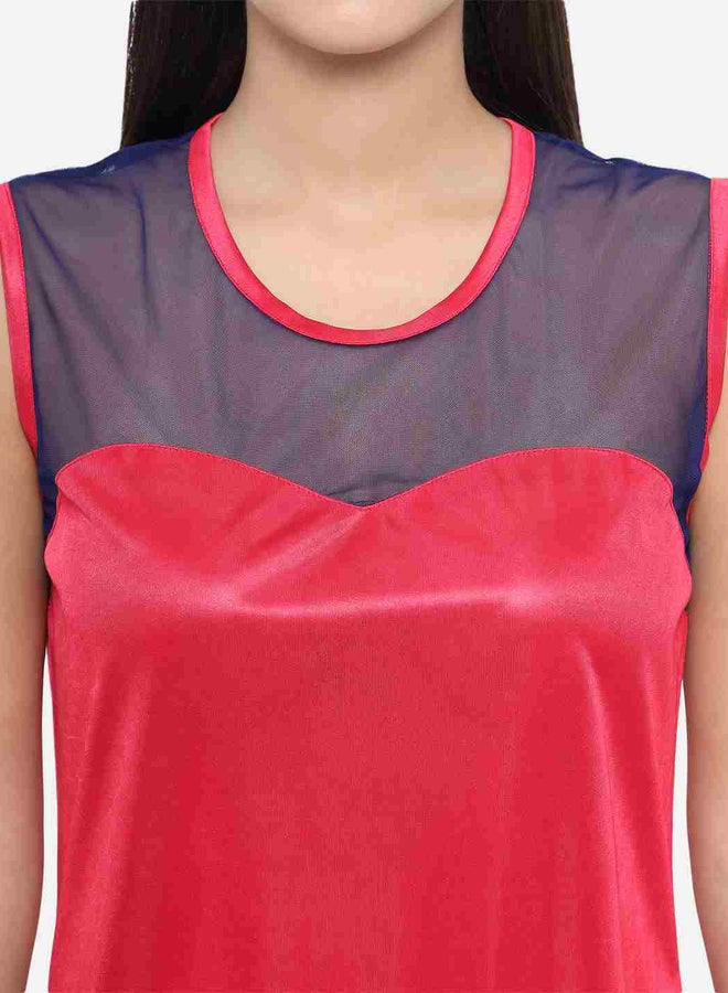 Take Two Solid Illusion Neckline Satin Babydoll By KLAMOTTEN - Image 1