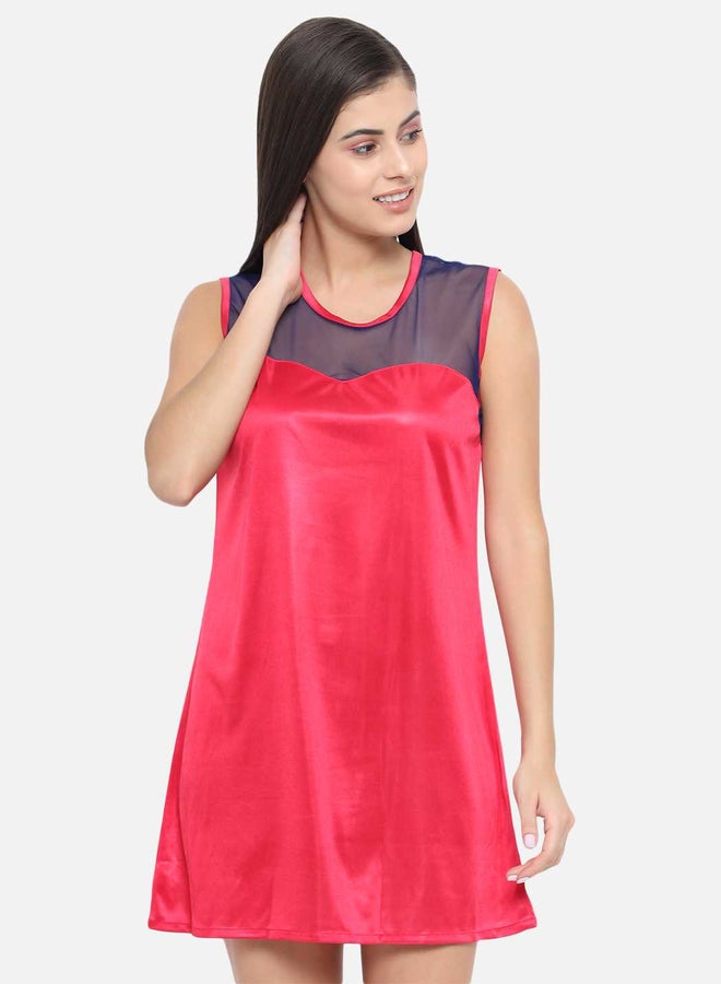 Take Two Solid Illusion Neckline Satin Babydoll By KLAMOTTEN - Image 4