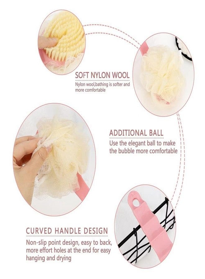 KitchenFest® Long Handle Nylon Bristle Loofah Bath Brush for Personal Hygiene Spa Shower Back Massage Exfoliator, Multicolor (L, 2) - Image 4
