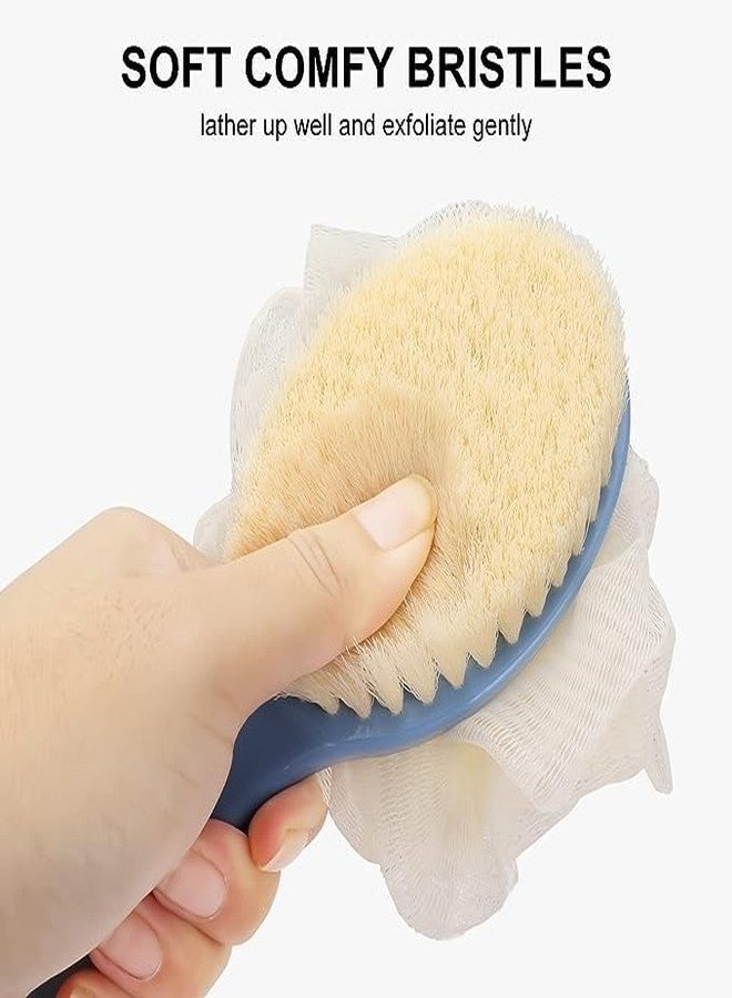 KitchenFest® Long Handle Nylon Bristle Loofah Bath Brush for Personal Hygiene Spa Shower Back Massage Exfoliator, Multicolor (L, 2) - Image 3