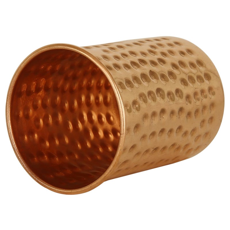 Taluka Handmade Hammered Copper Glass Cup 350 Ml Brown 2 Piece - Image 3