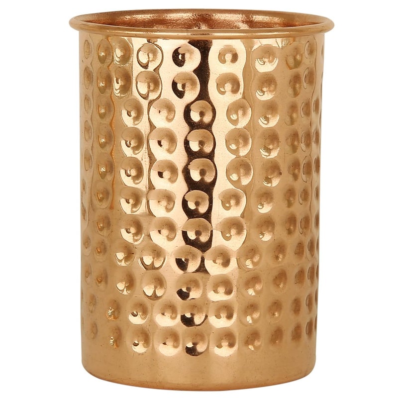 Taluka Handmade Hammered Copper Glass Cup 350 Ml Brown 2 Piece - Image 2