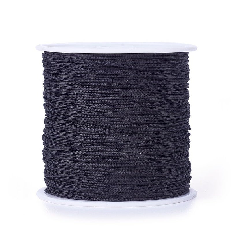 100 Yards 08mm Braided Nylon Crafting Thread Chinese Knotting Beading String Macrame Cord Rope for Necklace Bracelet Jewelry Craft Making Black