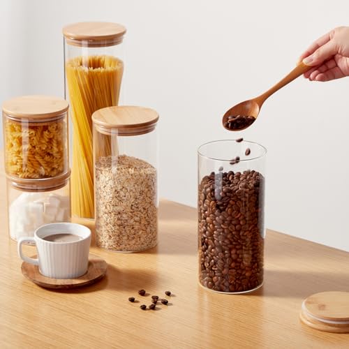 Spreccio Glass Food Storage Jars with Lids 2.34 Qt [Set of 3], Perfect for Pasta, Cookies, Nuts, Coffee, Cereal, Flour, and More, Organize Your Kitchen and Pantry with these BPA-Free Glass Canisters - Image 5