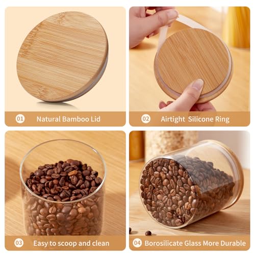 Spreccio Glass Food Storage Jars with Lids 2.34 Qt [Set of 3], Perfect for Pasta, Cookies, Nuts, Coffee, Cereal, Flour, and More, Organize Your Kitchen and Pantry with these BPA-Free Glass Canisters - Image 3