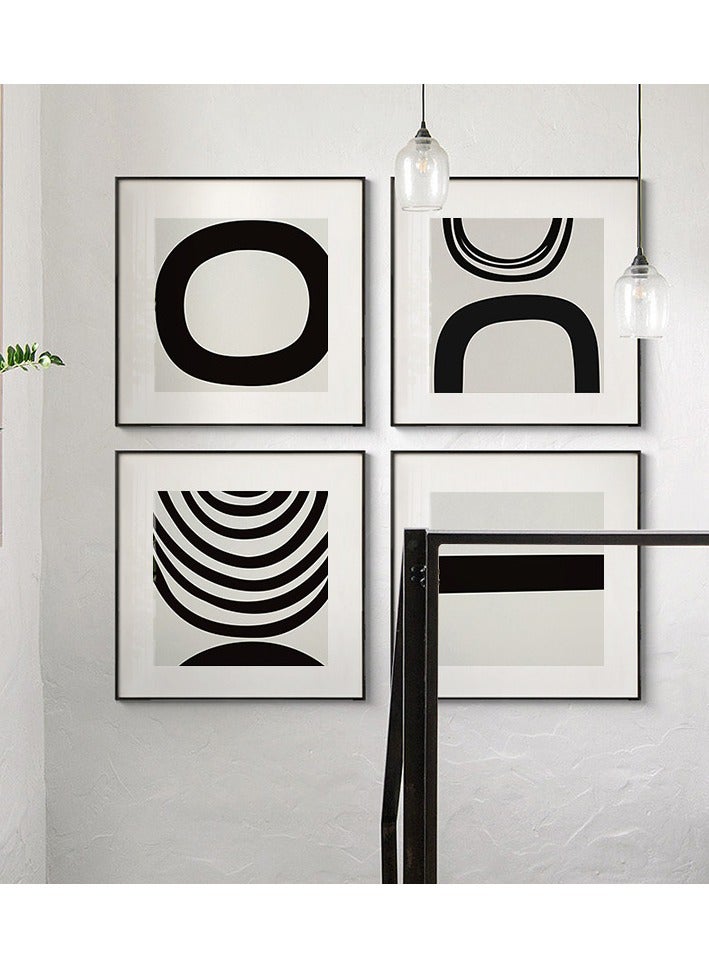 Modern Minimalist Black And White Abstract Combination Decoration Painting, Living Room Sofa Background Wall Mural Model Room Square Hanging Painting(Aluminum Alloy Frame+High-Definition Canvas) - Image 3
