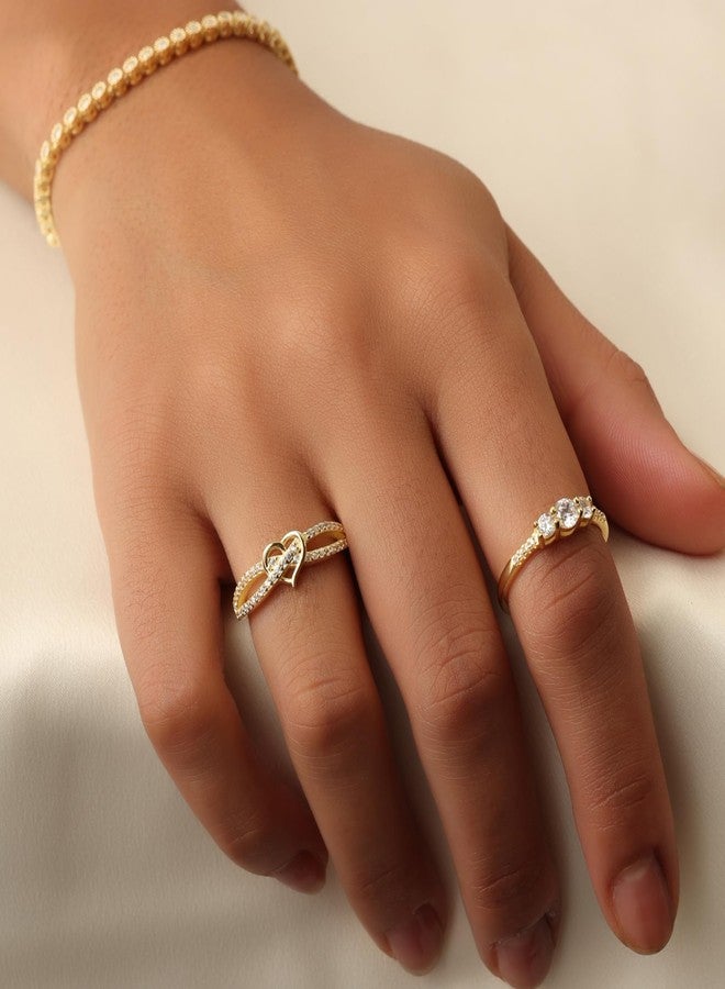 SAVEARTH DIAMONDS Infinity Criss Cross Heart Promise Ring for Women Round Lab Created Moissanite Wedding Engagement Ring in 18K Rose Gold Plated Jewelry Gift for Her Size 7 - Image 3