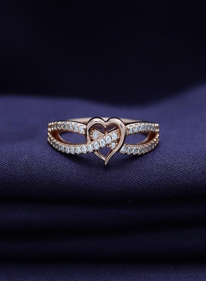 SAVEARTH DIAMONDS Infinity Criss Cross Heart Promise Ring for Women Round Lab Created Moissanite Wedding Engagement Ring in 18K Rose Gold Plated Jewelry Gift for Her Size 7 - Image 5