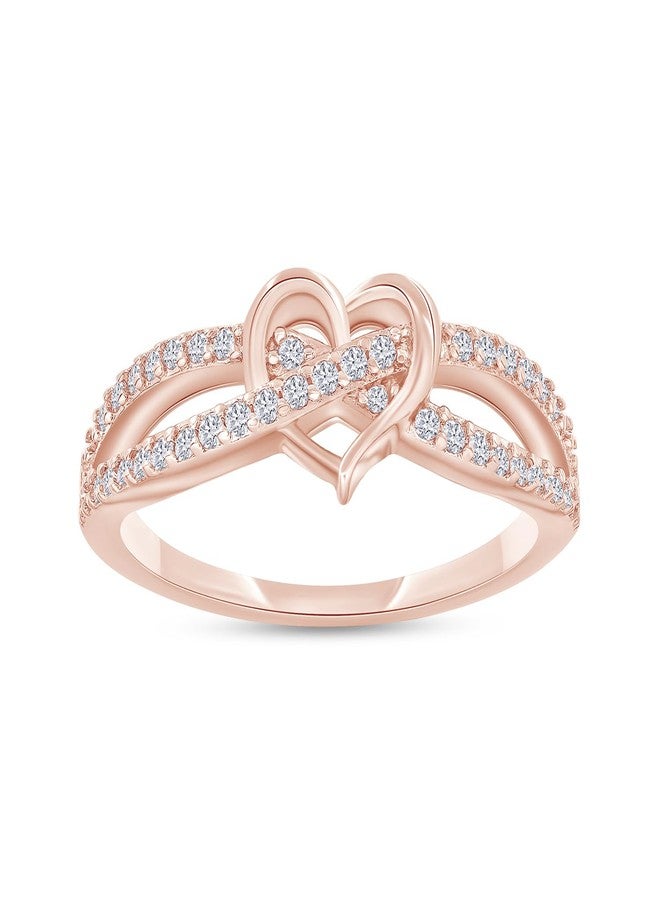 SAVEARTH DIAMONDS Infinity Criss Cross Heart Promise Ring for Women Round Lab Created Moissanite Wedding Engagement Ring in 18K Rose Gold Plated Jewelry Gift for Her Size 7 - Image 1