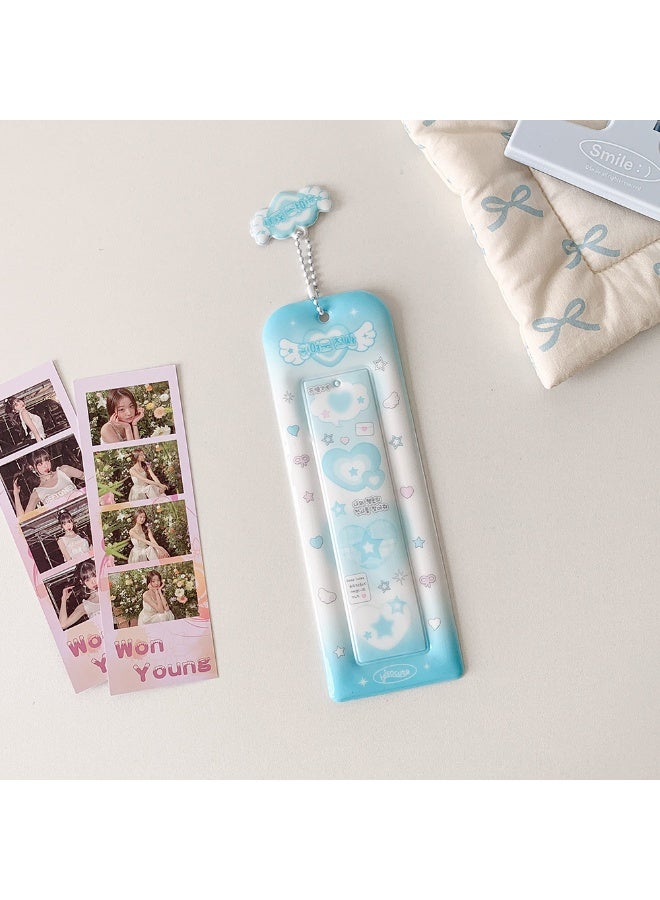 NIBEMINENT 1 - Piece Cute Wings Kpop Photo Card Holder Pendant Key Chain ID Badge Holder ID Card Holder Photo Card Protector for School ID Office ID Access Card for Women Girls - Image 1