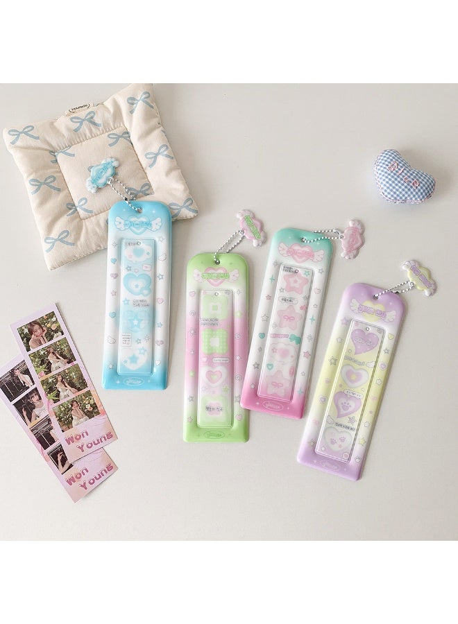 NIBEMINENT 1 - Piece Cute Wings Kpop Photo Card Holder Pendant Key Chain ID Badge Holder ID Card Holder Photo Card Protector for School ID Office ID Access Card for Women Girls - Image 3