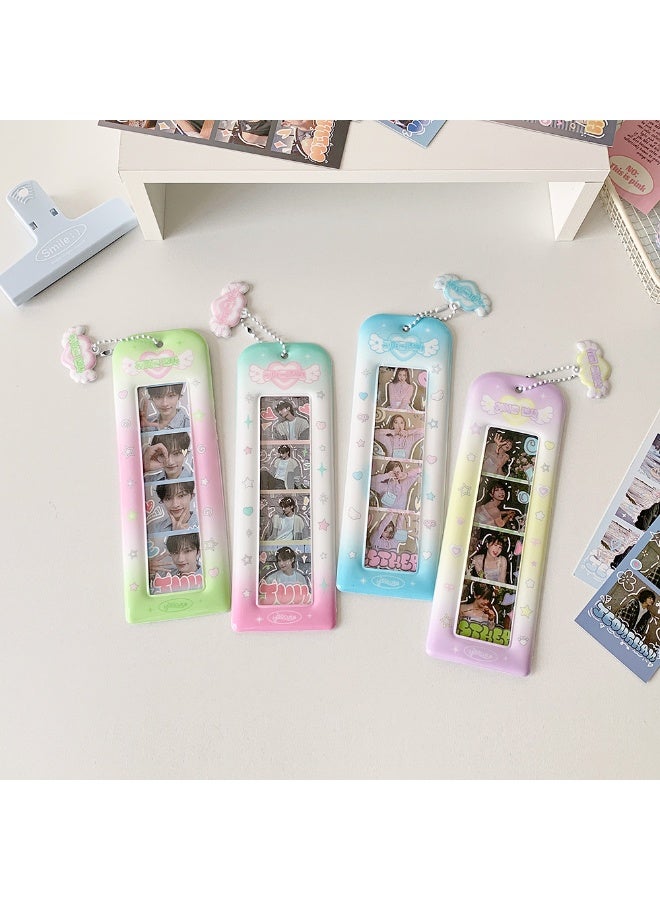 NIBEMINENT 1 - Piece Cute Wings Kpop Photo Card Holder Pendant Key Chain ID Badge Holder ID Card Holder Photo Card Protector for School ID Office ID Access Card for Women Girls - Image 2