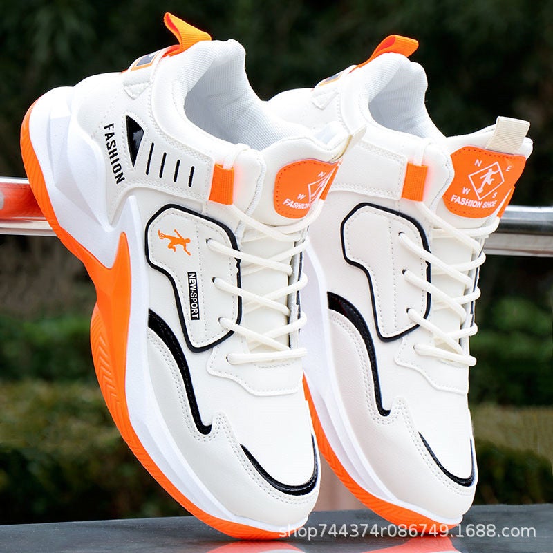 Basketball Shoes Mens Shoes Spring and Autumn New All-match Leather Waterproof High-top Sports Casual Shoes for Students Soft-soled Running Shoes for Men Black [F1]] - Image 3