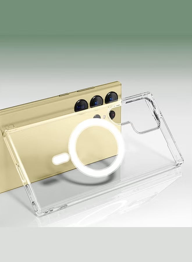 Samsung Galaxy S24 Ultra Clear TPU Case Shockproof Phone Cover with Built-in Magnet and Cover - Image 3