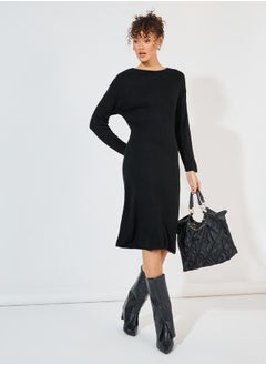 Plain Knit Sweater Knee Length Dress - pzsku/Z1D5E5373D091F516174AZ/45/_/1729170267/f07a28fb-a39a-46aa-9f4d-c9e128d275ab