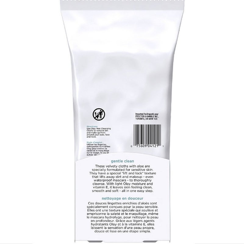 OLAY Wet Cleansing Cloths Gentle Clean, Sensitive/Fragrance-Free 30 Ea (Pack of 5) - Image 2