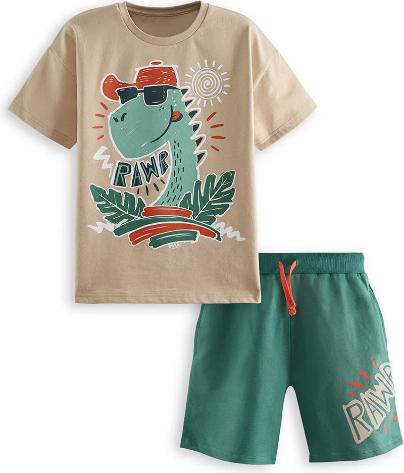 Denokids Summer Dino Boy T-Shirt Shorts Set