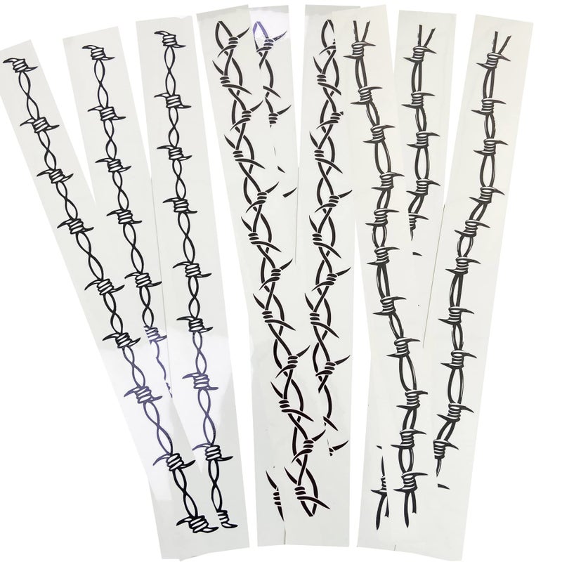 Barbed Wire Temporary Tattoo Large Barb Wire Tattoo Costume Black Fake Tattoos for Halloween Men Women Guys Body Art 9Sheet