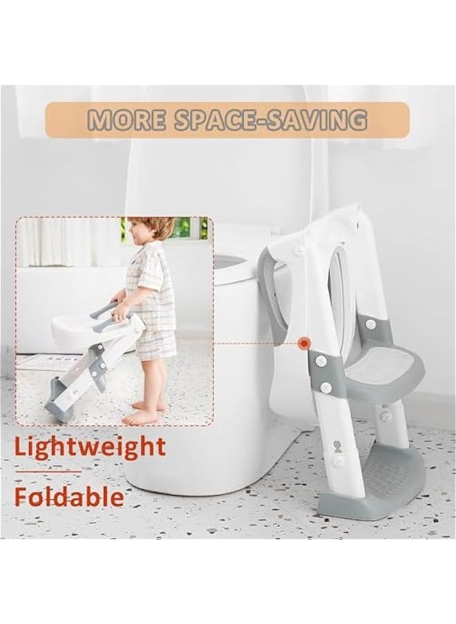 TRASSLE Potty Training Seat, Toddler Step Stool, 2 in 1 Potty Training Toilet for Kids, Baby Seat with Splash Guard and Anti-Slip Pad for Boys Girls Potty Training  - Image 4