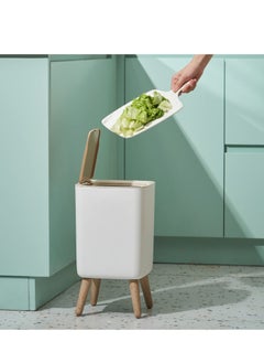Arabest Bathroom Trash Cans with Lids, 1.8 Gallon Modern Office Trash Can for Near Desk, Kitchen Garbage Can Small Garbage Bin, Nordic Waste Bin with Button Waste Basket for Bedroom, Living Room, White  - Image 4