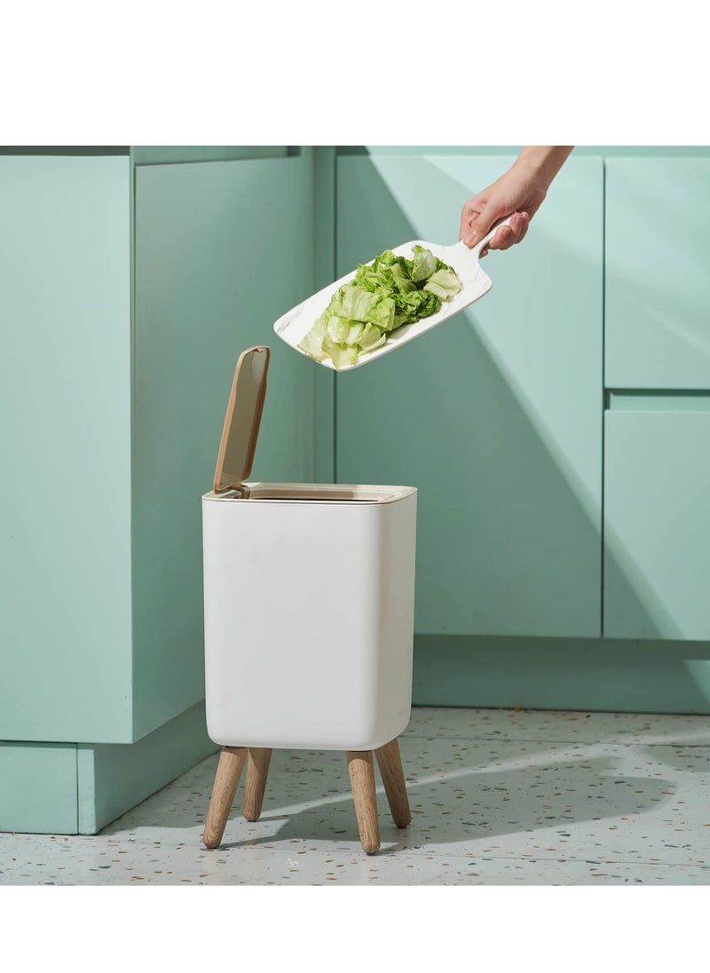 Arabest Bathroom Trash Cans with Lids, 1.8 Gallon Modern Office Trash Can for Near Desk, Kitchen Garbage Can Small Garbage Bin, Nordic Waste Bin with Button Waste Basket for Bedroom, Living Room, White  - Image 4