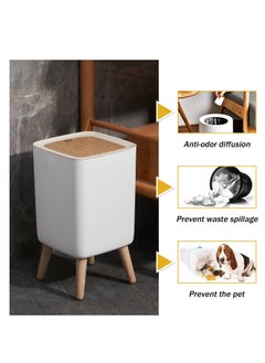 Arabest Bathroom Trash Cans with Lids, 1.8 Gallon Modern Office Trash Can for Near Desk, Kitchen Garbage Can Small Garbage Bin, Nordic Waste Bin with Button Waste Basket for Bedroom, Living Room, White  - Image 2