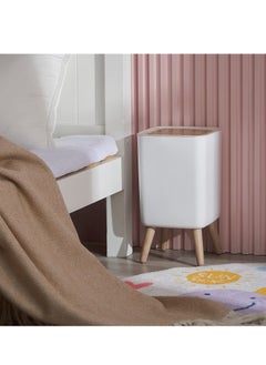 Arabest Bathroom Trash Cans with Lids, 1.8 Gallon Modern Office Trash Can for Near Desk, Kitchen Garbage Can Small Garbage Bin, Nordic Waste Bin with Button Waste Basket for Bedroom, Living Room, White  - Image 5