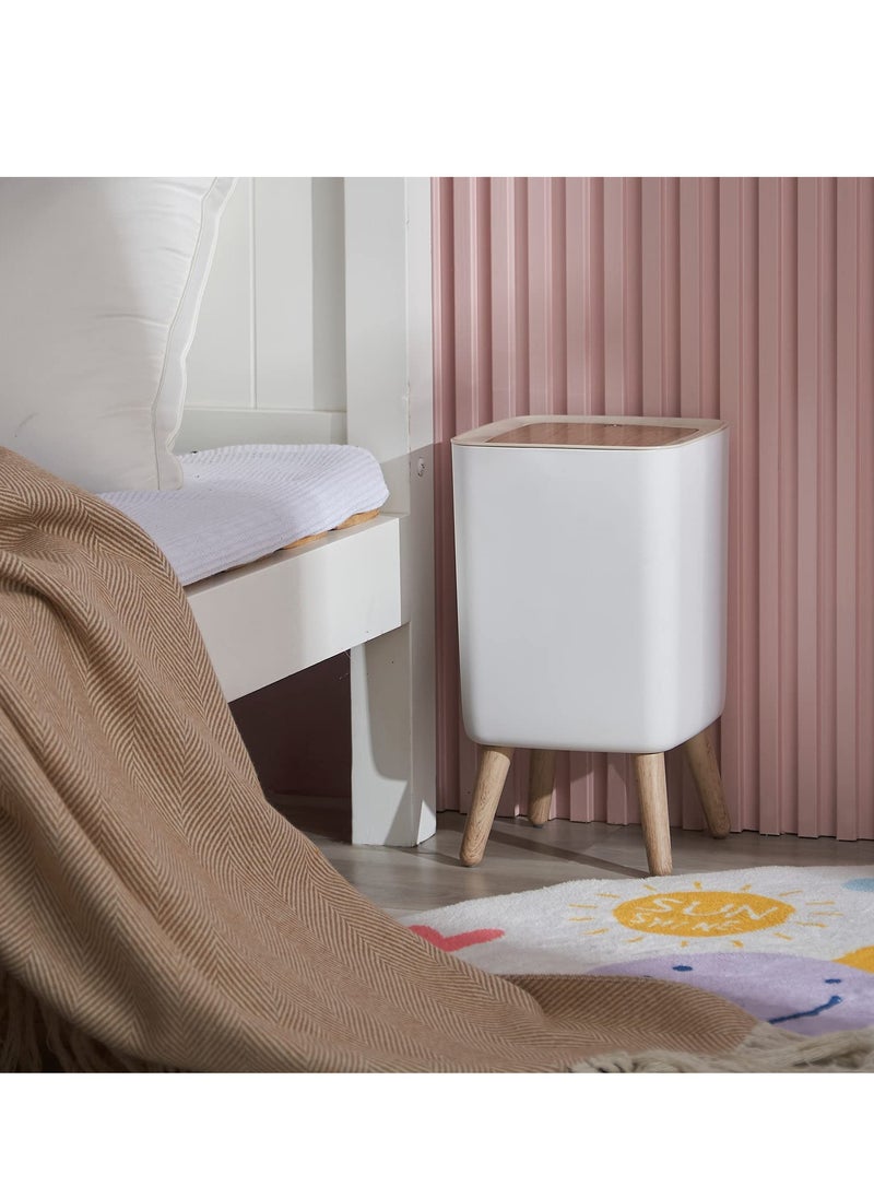 Arabest Bathroom Trash Cans with Lids, 1.8 Gallon Modern Office Trash Can for Near Desk, Kitchen Garbage Can Small Garbage Bin, Nordic Waste Bin with Button Waste Basket for Bedroom, Living Room, White  - Image 5