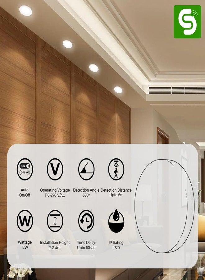 ESYSENSE Rimless Motion Sensor Round LED Panel Light 10W Surface Ceiling Light Cool White for Home, Office & Kitchen Pack of 1 ESY-Riml-EX - Image 2