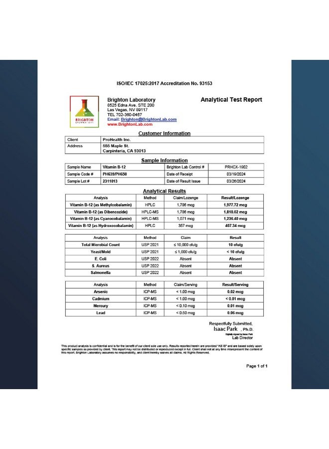 ProHealth Longevity Vitamin B12 Metabolism and Methylation Support. Enhance Energy, Brain and Mood. Potent Methyl Donor Nutrient to Promote DNA Repair. 5,000 mcg Per Serving, 120 Lozenges - Image 2